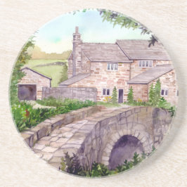 石橋の水の色絵画の コースター