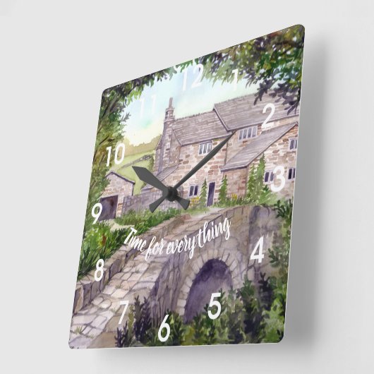 石橋の水の色絵画の スクエア壁時計 (傾斜)