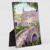 石橋の水の色絵画の フォトプラーク (側面)