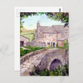 石橋の水の色絵画の ポストカード (正面/裏面)