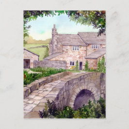 石橋の水の色絵画の ポストカード