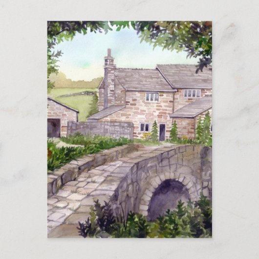 石橋の水の色絵画の ポストカード (正面)