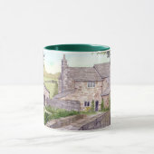 石橋の水の色絵画の マグカップ (中央)