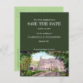 石橋の水彩結婚式の日付を保存 案内ポストカード (正面/裏面)