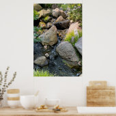 石河床 |滝 |森の緑 ポスター (キッチン)