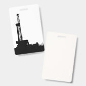 石油掘削リグ シルエット（縦）バッジ バッジ (Front & Back)