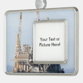 石油掘削装置 シルバープレートフレームオーナメント (左)