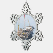 石油掘削装置 スノーフレークピューターオーナメント (右)