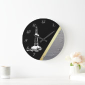 石油開発の装備の金ゴールドおよび銀製の金属の一見 ラージ壁時計 (ホーム)