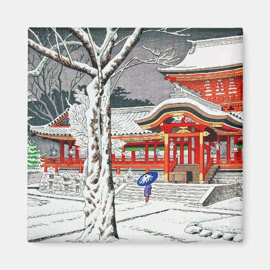 石清水八幡クール神社京都の雪 マグネット (正面)