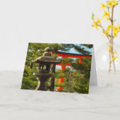 石灯籠と鳥居 カード (黄色い花)