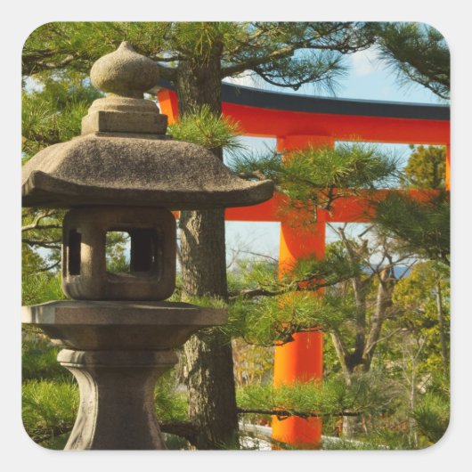 石灯籠と鳥居 スクエアシール (正面)