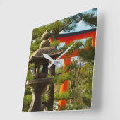 石灯籠と鳥居 スクエア壁時計 (傾斜)