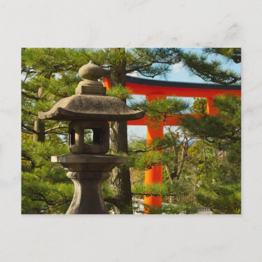 石灯籠と鳥居 ポストカード (正面)
