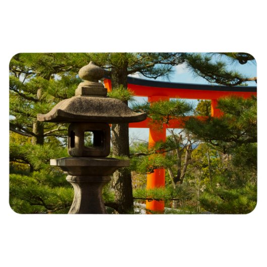 石灯籠と鳥居 マグネット (横)