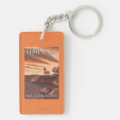 石灰がまの灯台ヴィンテージ旅行ポスター キーホルダー (裏面)