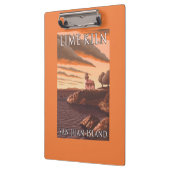 石灰がまの灯台ヴィンテージ旅行ポスター クリップボード (左)