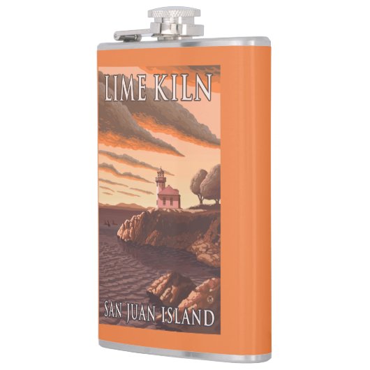 石灰がまの灯台ヴィンテージ旅行ポスター フラスク (左)