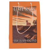 石灰がまの灯台ヴィンテージ旅行ポスター ミディアムペーパーバッグ (正面)