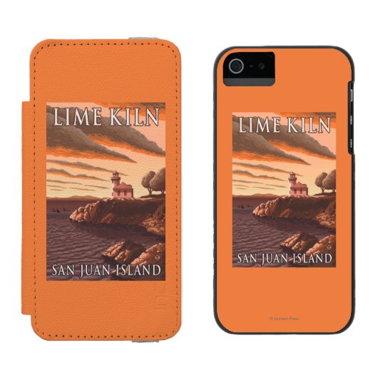 石灰がまの灯台ヴィンテージ旅行ポスター INCIPIO iPhoneウォレットケース (並び)