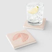 石灰岩淡い色のピンクフォーチュンクッキー印刷コースター ストーンコースター (横)