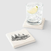 石灰石丸太小屋コースター ストーンコースター (横)