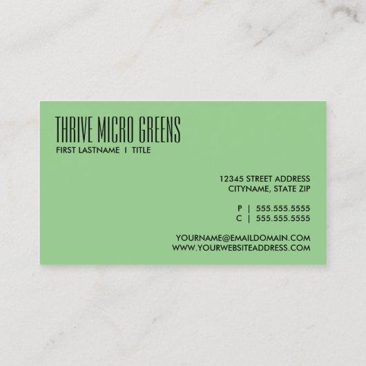 石灰緑の名刺 名刺 (裏面)