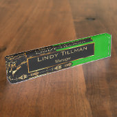 石灰緑黒大理石 デスクネームプレート (側面)