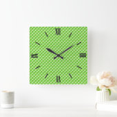 石灰緑、エナメル色、ちりばめ格子 スクエア壁時計 (ホーム)