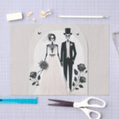 石灰色ブラックスケルトンゴシックハロウィン結婚ズ 薄葉紙 (クラフト)