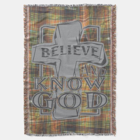 石灰色Tシャツのキリスト十字架 スローブランケット (正面縦)