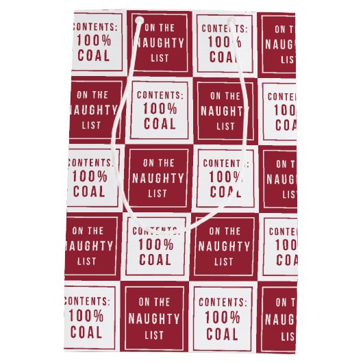 石炭いけな100%のリスト |クリスマスおもしろい。 ミディアムペーパーバッグ (裏面)