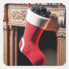 石炭が詰まったクリスマスストッキング スクエアシール