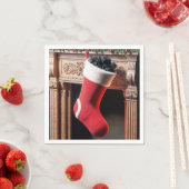 石炭が詰まったクリスマスストッキング スタンダードカクテルナプキン (インサイチュ)