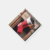 石炭が詰まったクリスマスストッキング スタンダードカクテルナプキン (角)