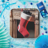 石炭が詰まったクリスマスストッキング ペーパープレート (パーティー)