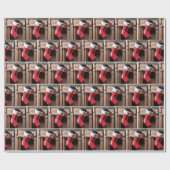 石炭が詰まったクリスマスストッキング ラッピングペーパー (フラット)