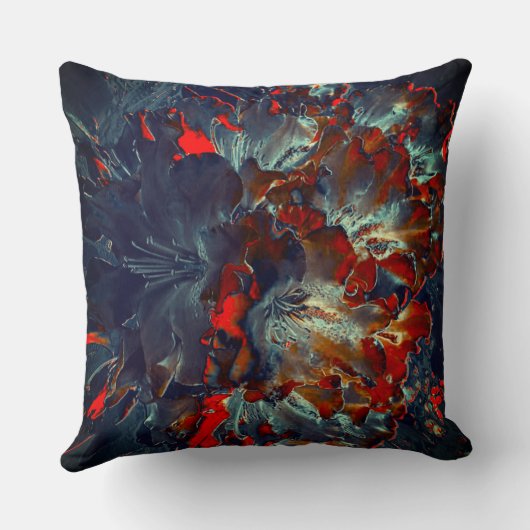 石炭の上に灰と炭の中のデジタルフラワー クッション (裏面)