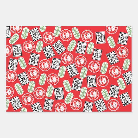 石炭の塊のおもしろいクリスマスの秘密ファンキーのサンタ ラッピングペーパーシート (正面3)