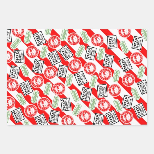 石炭の塊のおもしろいクリスマスの秘密ファンキーのサンタ ラッピングペーパーシート (正面)