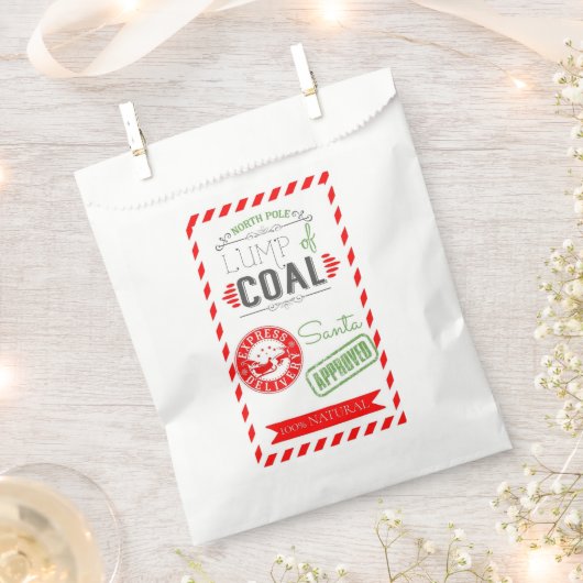 石炭クリスマスジョークギフトの塊 フェイバーバッグ (クリップ留めされた状態)