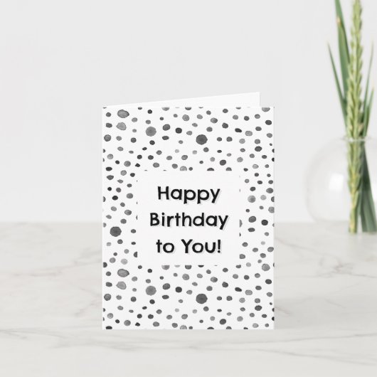 石炭紙吹雪水色ドット誕生日カード カード (正面)