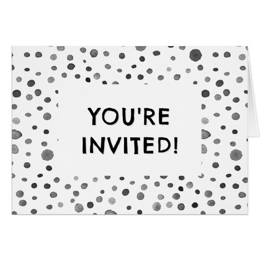 石炭紙吹雪水色ドット誕生日招待状 (正面横)
