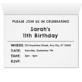 石炭紙吹雪水色ドット誕生日招待状 (内部横(下))