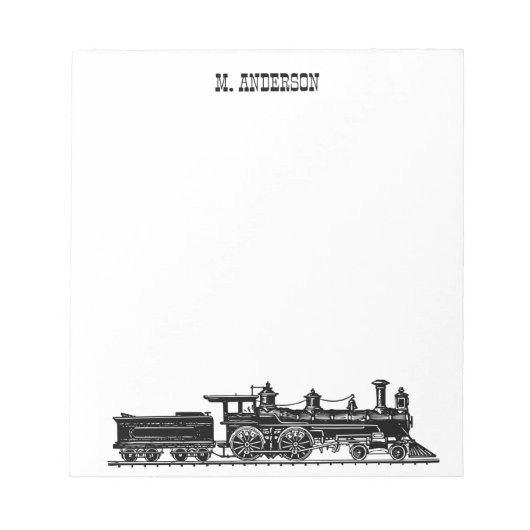 石炭車付機関車パーソナライズされた ノートパッド (正面)