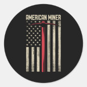 石炭鉱夫のためのアメリカ鉱山労働者アメリカ国旗 ラウンドシール (正面)