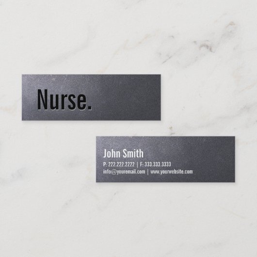 石炭黒のナースの小型名刺 スキニー名刺 (正面/裏面)