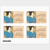 石田ワカ春気持ち日本女性 長方形シール (シート)