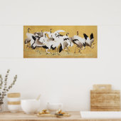 石田日本の勇亭の鶴の群れ ポスター (キッチン)