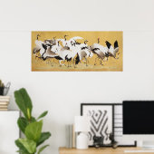 石田日本の勇亭の鶴の群れ ポスター (ホームオフィス)